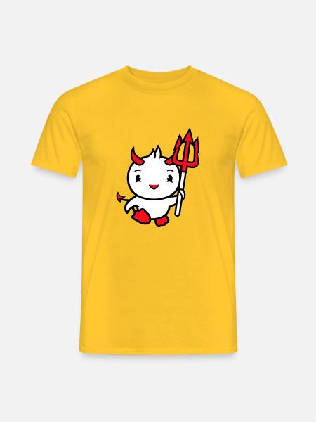 oiseau diable cornes satan trident enfer mal cool - T-shirt homme - jaune