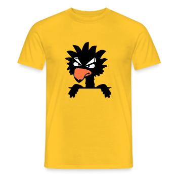 Raven Bird Peeps Evil Cool Funny Comic Humor Fun - Men's T-Shirt - yellow - Front - AI Model Male 178 dark (178cm)