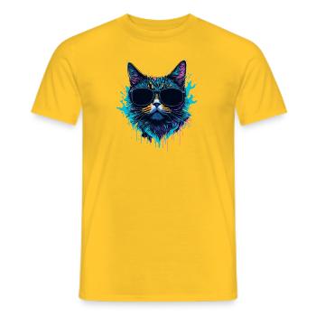 Cat Colorful Abstrait Design - T-shirt homme - jaune - Devant - AI Model Male 178 dark (178cm)
