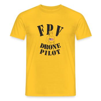 First Person View Drones Pilot - USA FPV - Men's T-Shirt - yellow - Front - AI Model Male 178 dark (178cm)
