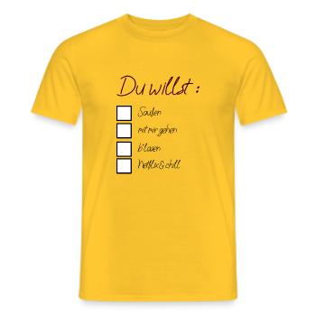 0652A733 3792 487E B09C 5B88AAFD5637 - Männer T-Shirt - Gelb - Vorne - AI Model Male 178 dark (178cm)