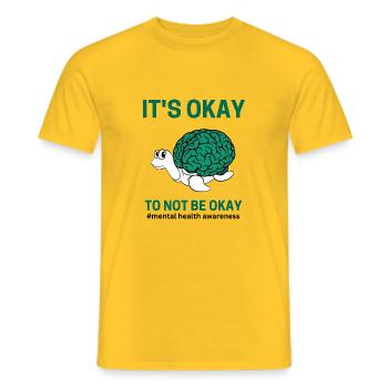 Mental Health Awareness IT'S OK TO NOT BE OK - Men's T-Shirt - yellow - Front - AI Model Male 178 dark (178cm)
