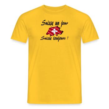 Suisse un jour suisse toujours - T-shirt homme - jaune - Devant - AI Model Male 178 dark (178cm)