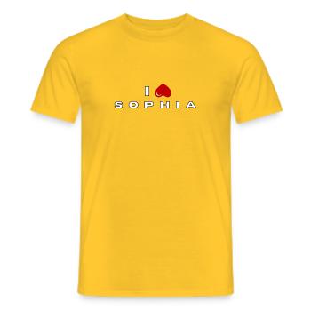 I hate Sophia - Men's T-Shirt - yellow - Front - AI Model Male 178 dark (178cm)