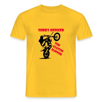 Chemise de motard 'Sorry Officer' - T-shirt homme - jaune - Devant - AI Model Male 178 dark (178cm)