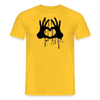 drops graffiti spray color 2 haende paar team ha - Men's T-Shirt - yellow - Front - AI Model Male 178 dark (178cm)