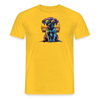 Stylish City Fashion: Funny Puppy - Men's T-Shirt - yellow - Front - AI Model Male 178 dark (178cm)