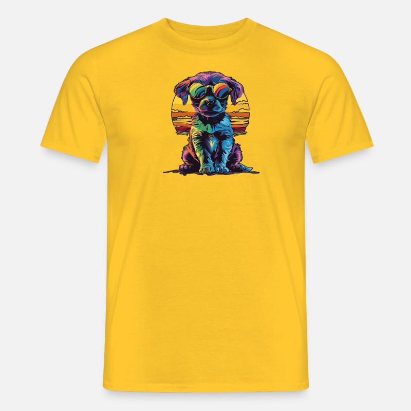 Mode citadine élégante : Chiot drôle - T-shirt homme - jaune