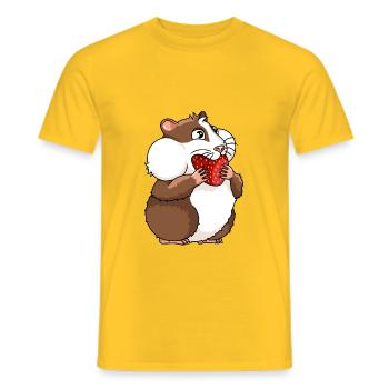 Dickes Meerschweinchen mit Erdbeere - Männer T-Shirt - Gelb - Vorne - AI Model Male 178 dark (178cm)