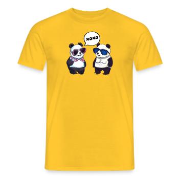 Cool panda design with two cute pandas - Men's T-Shirt - yellow - Front - AI Model Male 178 dark (178cm)