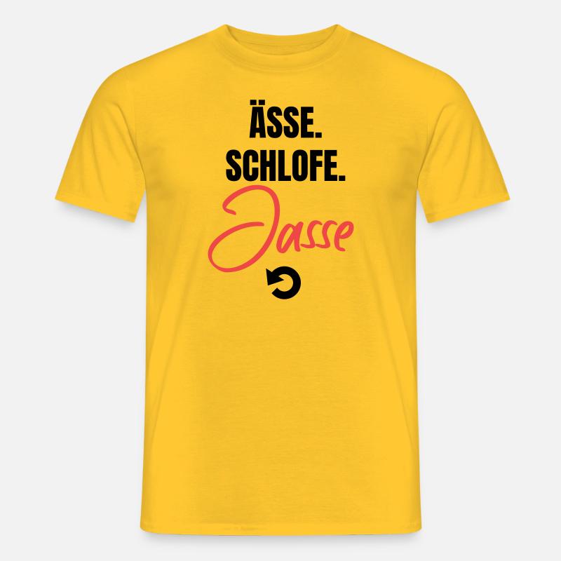 Essen, schlafen, jassen, repeat! - Männer T-Shirt - Gelb