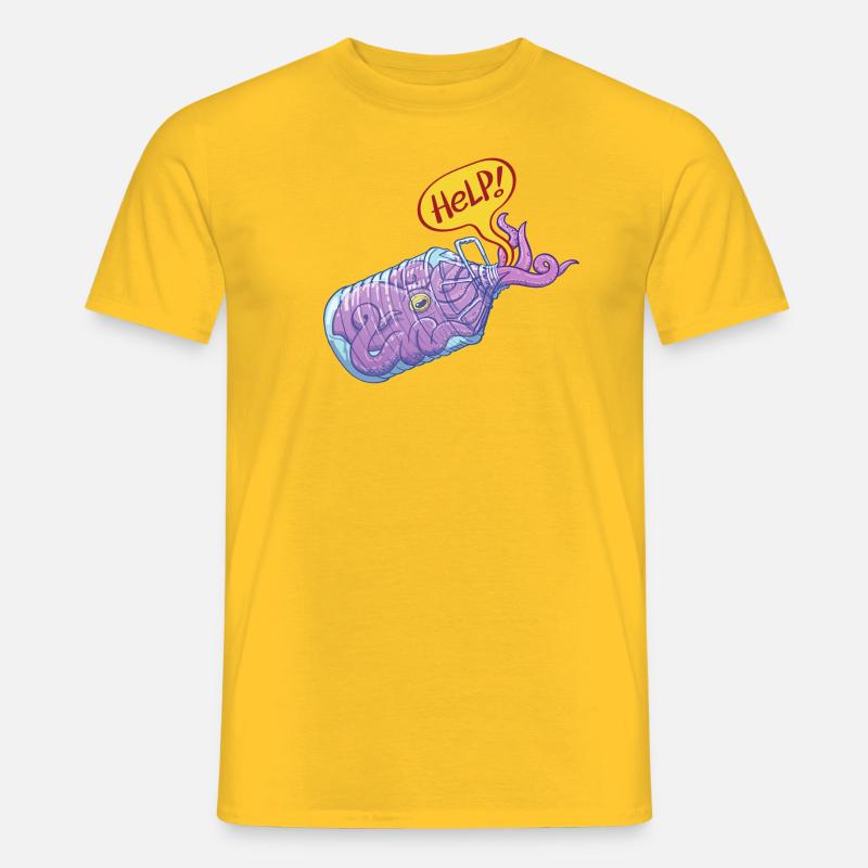 Octopus inside plastic bottle asking for help Men’s T-shirt