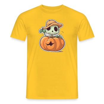 Citrouille , Effrayant , Amusant - T-shirt homme - jaune - Devant - AI Model Male 178 dark (178cm)