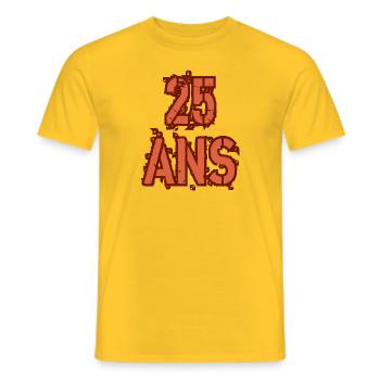 25 ANS - T-shirt homme - jaune - Devant - AI Model Male 178 dark (178cm)