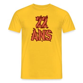22 ANS - T-shirt homme - jaune - Devant - AI Model Male 178 dark (178cm)