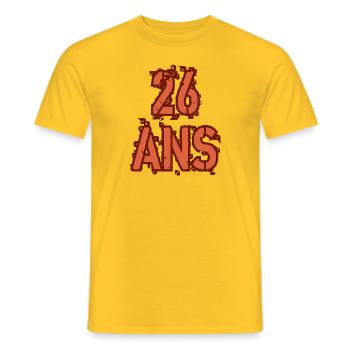 26 ANS - T-shirt homme - jaune - Devant - AI Model Male 178 dark (178cm)