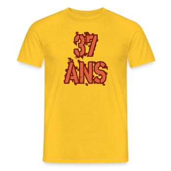 37 ANS - T-shirt homme - jaune - Devant - AI Model Male 178 dark (178cm)