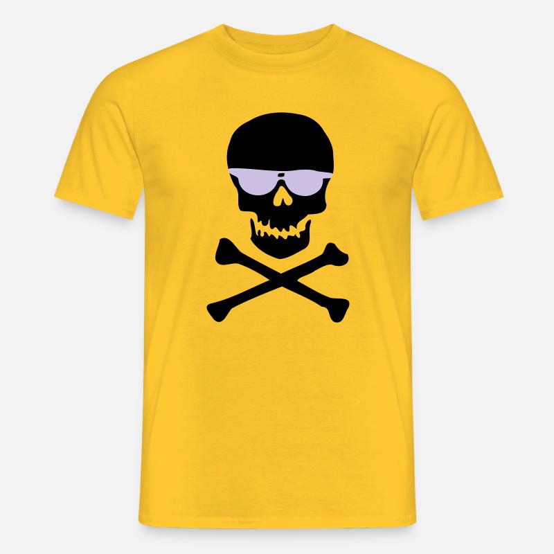 Violette Minimal Sonnenbrillen-Silhouette - Männer T-Shirt - Gelb
