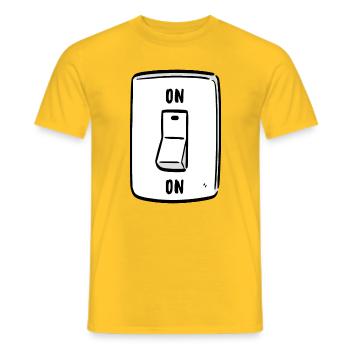 Switch ON Cool Humor Funny Motivation - Men's T-Shirt - yellow - Front - AI Model Male 178 dark (178cm)