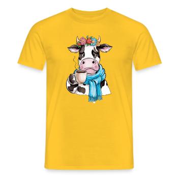 Vache café - T-shirt homme - jaune - Devant - AI Model Male 178 dark (178cm)