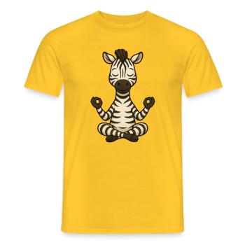 Cute Zebra Yoga Meditation Relaxation Cartoon - Men's T-Shirt - yellow - Front - AI Model Male 178 dark (178cm)
