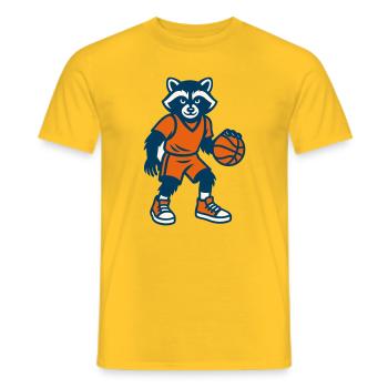 Basketball Waschbär - Männer T-Shirt - Gelb - Vorne - AI Model Male 178 dark (178cm)