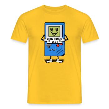 As old as a game console - Men's T-Shirt - yellow - Front - AI Model Male 178 dark (178cm)