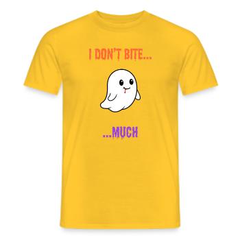 Ich beiße nicht... Viel - Niedlicher Vampirgeist - Männer T-Shirt - Gelb - Vorne - AI Model Male 178 dark (178cm)