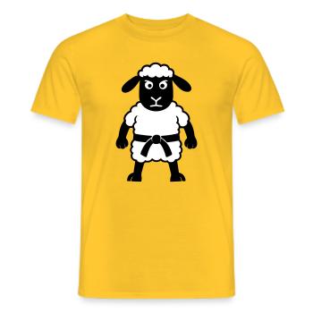 Karate Sheep - Men's T-Shirt - yellow - Front - AI Model Male 178 dark (178cm)