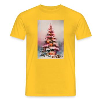 Watercolor pastel Christmas tree - Men's T-Shirt - yellow - Front - AI Model Male 178 dark (178cm)