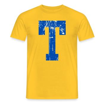 Buchstabe t Sport Retro - Männer T-Shirt - Gelb - Vorne - AI Model Male 178 dark (178cm)
