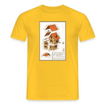 Maison colombages Alsacienne plan architecte  - T-shirt homme - jaune - Devant - AI Model Male 178 dark (178cm)