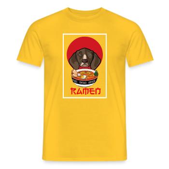 German Shorthaired Pointer Ramen Dog Japanese Art - Men's T-Shirt - yellow - Front - AI Model Male 178 dark (178cm)