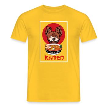 Yorkshire Terrier Ramen Lustige Japanische Hundekunst - Männer T-Shirt - Gelb - Vorne - AI Model Male 178 dark (178cm)