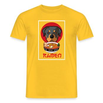 Rottweiler Ramen Japanische Ästhetische Hundekunst - Männer T-Shirt - Gelb - Vorne - AI Model Male 178 dark (178cm)