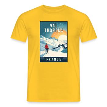 Découvrez le paradis du ski alpin Val Thorens en France - T-shirt homme - jaune - Devant - AI Model Male 178 dark (178cm)