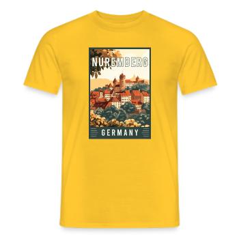 Découvrez le superbe joyau historique de Nuremberg en Allemagne - T-shirt homme - jaune - Devant - AI Model Male 178 dark (178cm)