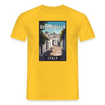 Entdecken Sie den mediterranen Alberobello in Italien - Männer T-Shirt - Gelb - Vorne - AI Model Male 178 dark (178cm)