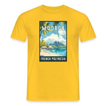 Experience Tropical Moorea in French Polynesia - Men's T-Shirt - yellow - Front - AI Model Male 178 dark (178cm)