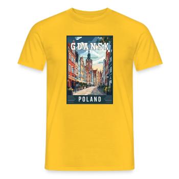 Discover Stunning Gdansk City in Poland - Men's T-Shirt - yellow - Front - AI Model Male 178 dark (178cm)