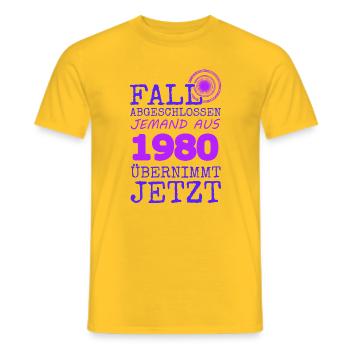 1980 - Männer T-Shirt - Gelb - Vorne - AI Model Male 178 dark (178cm)