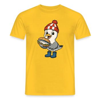 Möwe und Fischbrötchen - Männer T-Shirt - Gelb - Vorne - AI Model Male 178 dark (178cm)