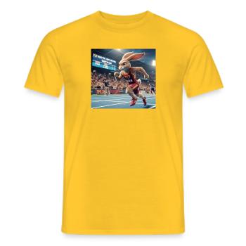 Rabbit Sprint on the Track - Men's T-Shirt - yellow - Front - AI Model Male 178 dark (178cm)