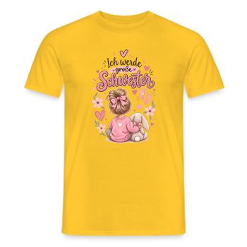 Große Schwester Botschaft mit Häschen - Männer T-Shirt - Gelb - Vorne - AI Model Male 178 dark (178cm)