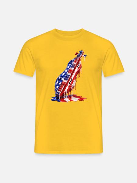 Dulcimer Musiker Zupfinstrument Hackbrett USA - Männer T-Shirt - Gelb