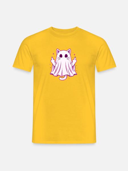 Geisterkatze Mittelfinger - Männer T-Shirt - Gelb