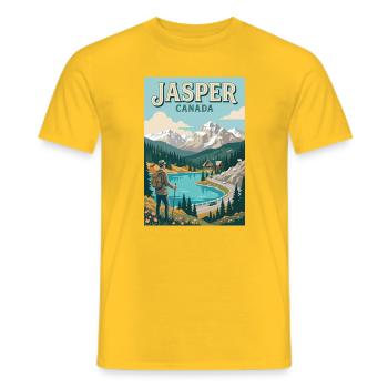 Erleben Sie Mountain Adventure und Jasper in Kanada - Männer T-Shirt - Gelb - Vorne - AI Model Male 178 dark (178cm)