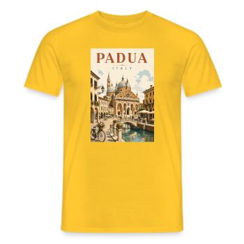 Entdecken Sie die historische italienische Stadt Padua in Italien - Männer T-Shirt - Gelb - Vorne - AI Model Male 178 dark (178cm)