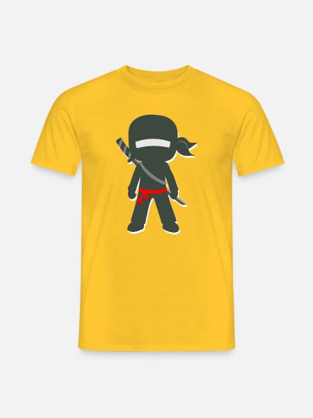 Ninja-Schatten mit Schwert - Männer T-Shirt - Gelb