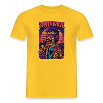 synthwave - Männer T-Shirt - Gelb - Vorne - AI Model Male 178 dark (178cm)